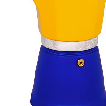 Italian Moka Pot Espresso Maker In Yellow And Blue, 2 of 3