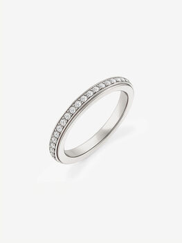 Women's Silver Eternity Ring, Dainty Stacking Band With Sparkling Cz Stones, 2 of 4