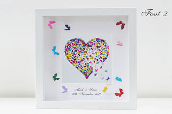 Framed Personalised Butterfly Heart Christening Gift, 3 of 6