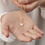 Diamond Initial Necklace With Heart Shaped Freshwater Pearl, thumbnail 4 of 9