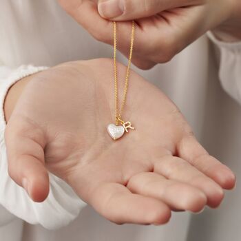 Diamond Initial Necklace With Heart Shaped Freshwater Pearl, 4 of 9