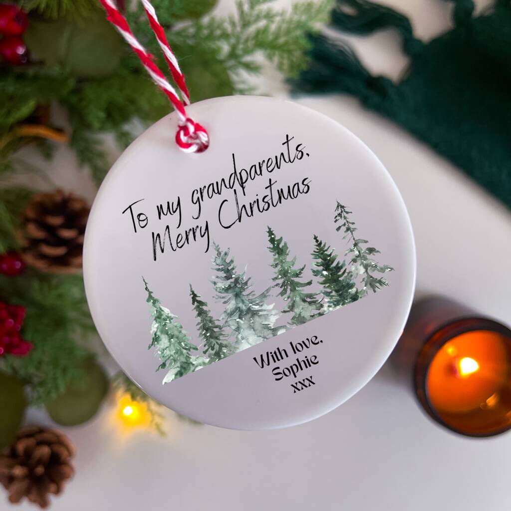 Personalised Grandparents Merry Christmas Ornament By By The Pines