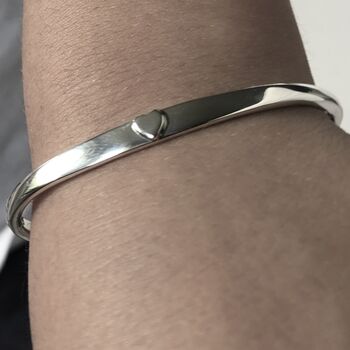 Sterling Silver Heart Bangle For Girls, 4 of 6