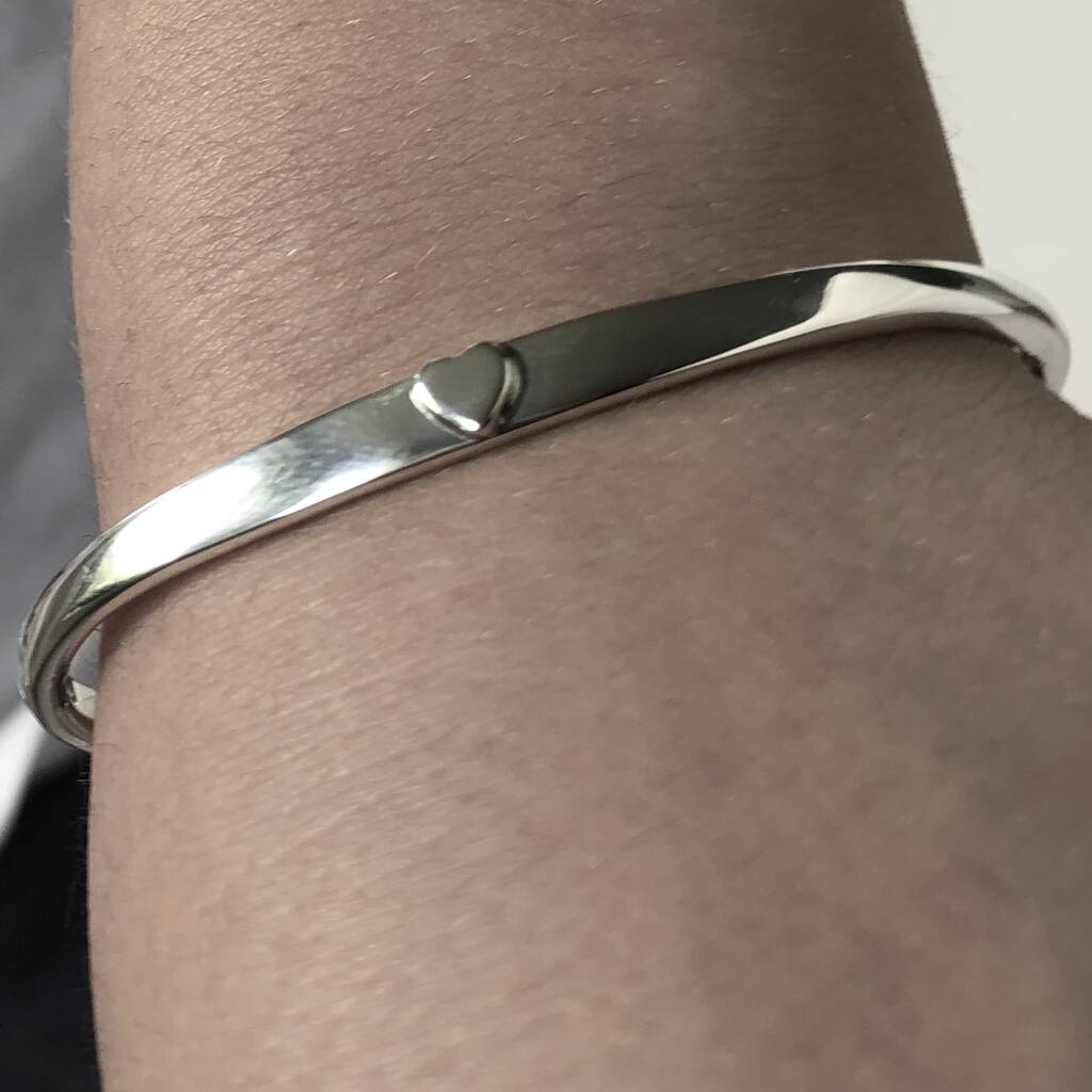 Sterling Silver Heart Bangle For Girls