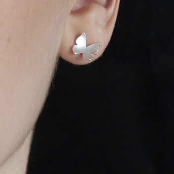 Silver Butterfly Stud Earrings, 3 of 4