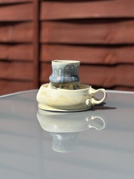 Handmade Porcelain Espresso Cup And Saucer Creamy Beige Glaze, 6 of 6
