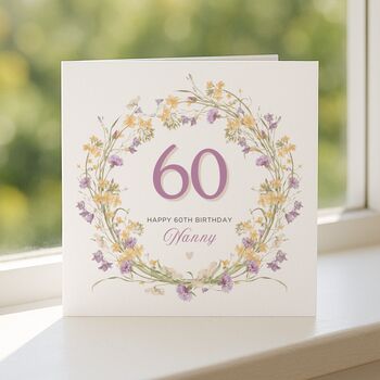 Personalised Floral 60th Birthday Card For Her, 2 of 7