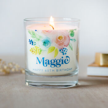 Floral 60th Birthday Personalised Candle, 3 of 3