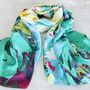 Silk Blend Summer Abstract Floral Print Scarf, thumbnail 2 of 6