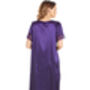 British Made Purple Short Sleeved Satin Nightdress With Lace Detail Ladies Size 8 To 28 UK, thumbnail 2 of 5