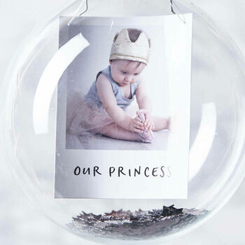 Baby's First Christmas Sequin Personalised Bauble, 2 of 2