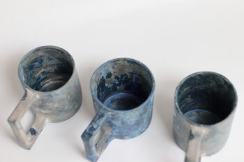 Handmade Japanese Ceramic Mug Blue Gray, 8 of 9