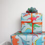 Colourful Dinosaur Luxury Birthday Wrapping Paper, thumbnail 3 of 3