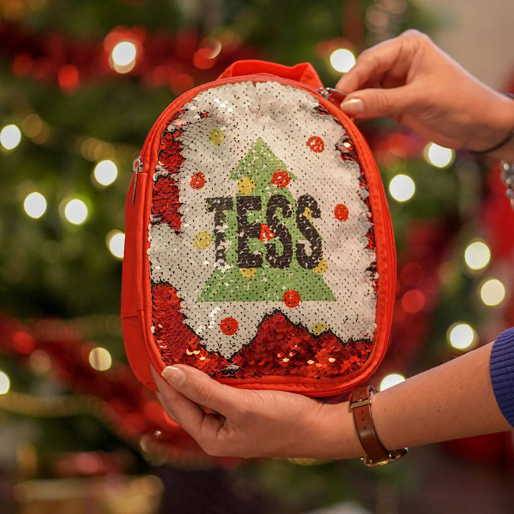 Personalised Christmas Sequin Lunch Bag By Meenymineymo