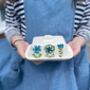 Personalised Hand Painted Retro Flower Butter Dish, thumbnail 1 of 2