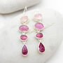 Statement Ruby, Tourmaline And Morganite Gemstone Sterling Silver Earrings, thumbnail 3 of 4