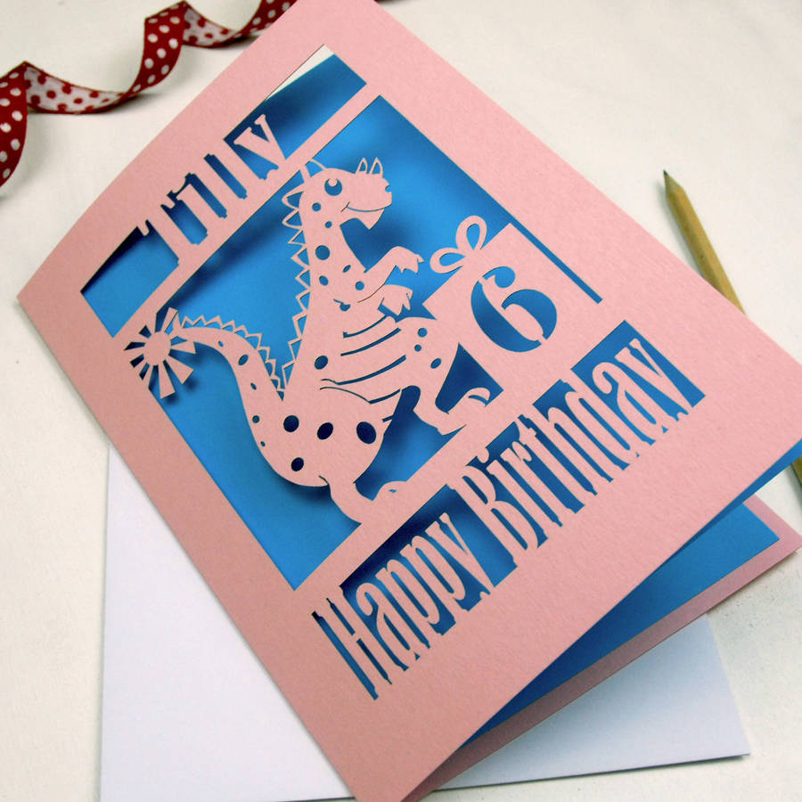 Personalised Papercut Dinosaur Birthday Card By Pogofandango
