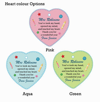 Personalised Thank You Teacher Gift Heart Decoration, 2 of 2