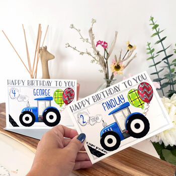 Personalised Blue Tractor Age Birthday Card, 4 of 12