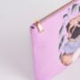 Catherine Rowe Pet Portraits Pug Pink Cotton Pouch, thumbnail 5 of 5