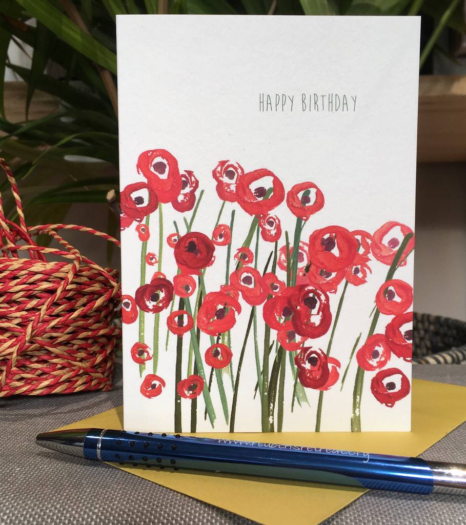 happy birthday.poppies by stop the clock design