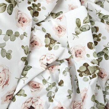 Eucalyptus And Roses Cot Bed Sheet, 4 of 5