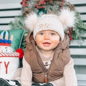 Personalised Embroidered Beanie Hat With Fur, 2 of 6