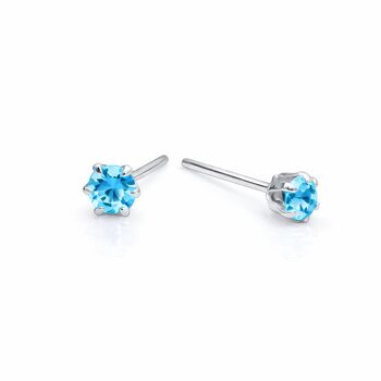 Sterling Silver Aquamarine Micro Stud Earrings – 3mm, 4 of 5