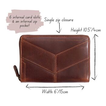 Leather Zip Around Purse, Distressed Brown, 4 of 4