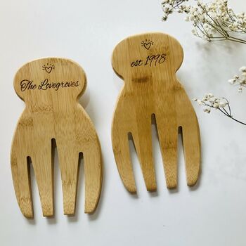 Eco Friendly Personalised Wooden Salad Servers, 6 of 6