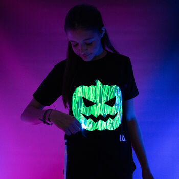 Kids Interactive Glow T Shirt Jack Lantern, 4 of 8