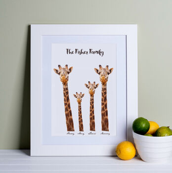 Personalised Giraffe Family Print, 3 of 5