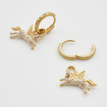 Gold Pegasus Huggie Earrings, 6 of 9
