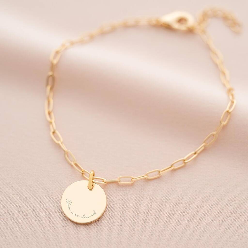 Disc And Statement Link Personalised Message Bracelet By Bloom Boutique