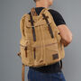 Canvas Backpack Rucksack With Leather Trims, thumbnail 3 of 10