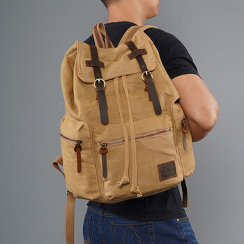 Canvas Backpack Rucksack With Leather Trims, 3 of 10