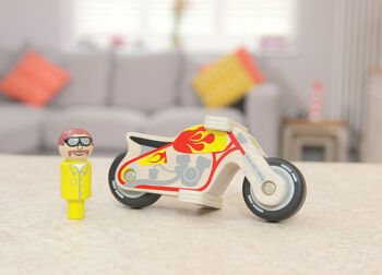 Wooden Chopper Motorbike With Removable Rider, 2 of 4