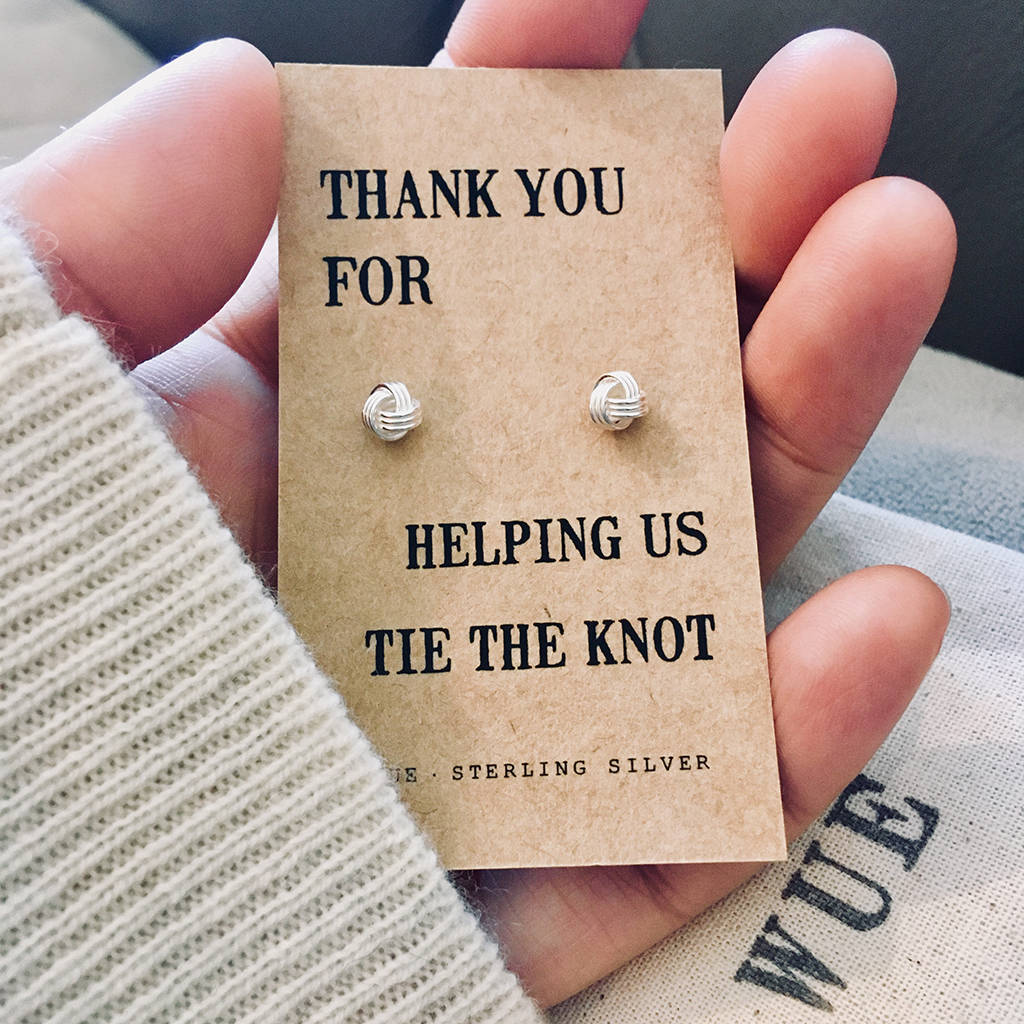 Thank You Bridesmaid Knot Earrings, 1 of 8