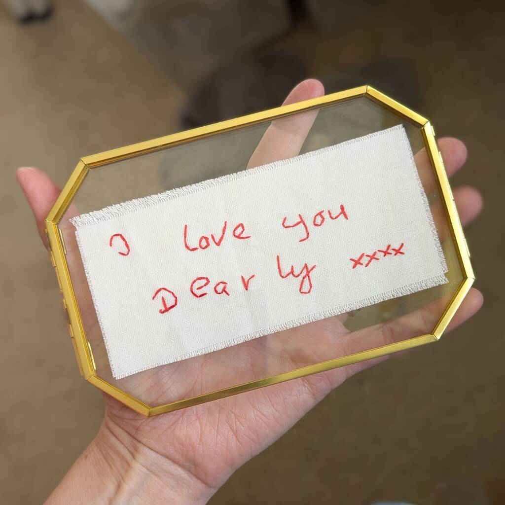 Second Anniversary Personalised Handwriting Embroidery Gift Ready To Frame, 1 of 7