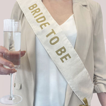 Bride To Be Cotton White And Gold Sash, 4 of 4