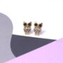 Little Crystal Owl Earrings, thumbnail 2 of 2