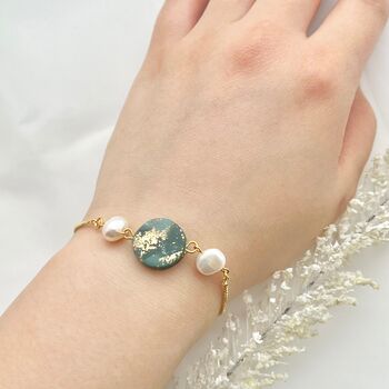 Clay And Freshwater Pearl Adjustable Handmade Bracelet, 4 of 10