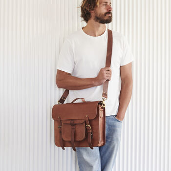 Personalised Lifetime Guarantee Handmade Leather Laptop Bag, 6 of 6