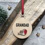 Personalised Wooden Cute Robin Bauble Tree Decoration, thumbnail 3 of 4