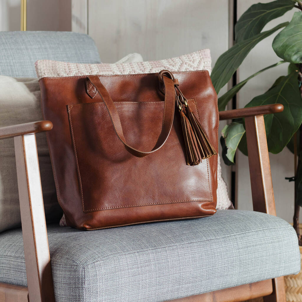 tote bag tan leather