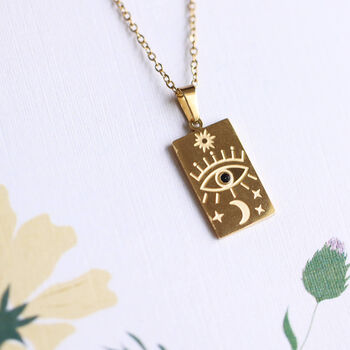 Healing Mantra Tag Necklace 18ct Gold Plated, 3 of 12
