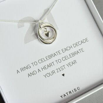Sterling Silver 21st Birthday Necklace With Heart Charm, 3 of 4