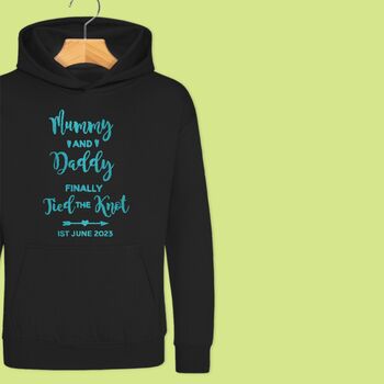 'Mummy And Daddy Finally Tied The Knot' Boys/Girls Wedding Hoodie, 4 of 12