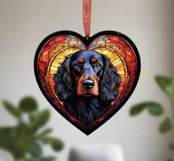 Working Cocker Spaniel Stained Glass Effect Heart Suncatcher, 2 of 5