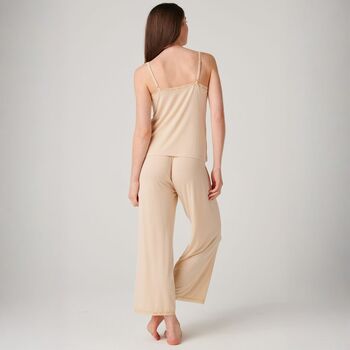 Women's 'Soft Sand' Bamboo Lace Camisole Pyjama Set, 3 of 6